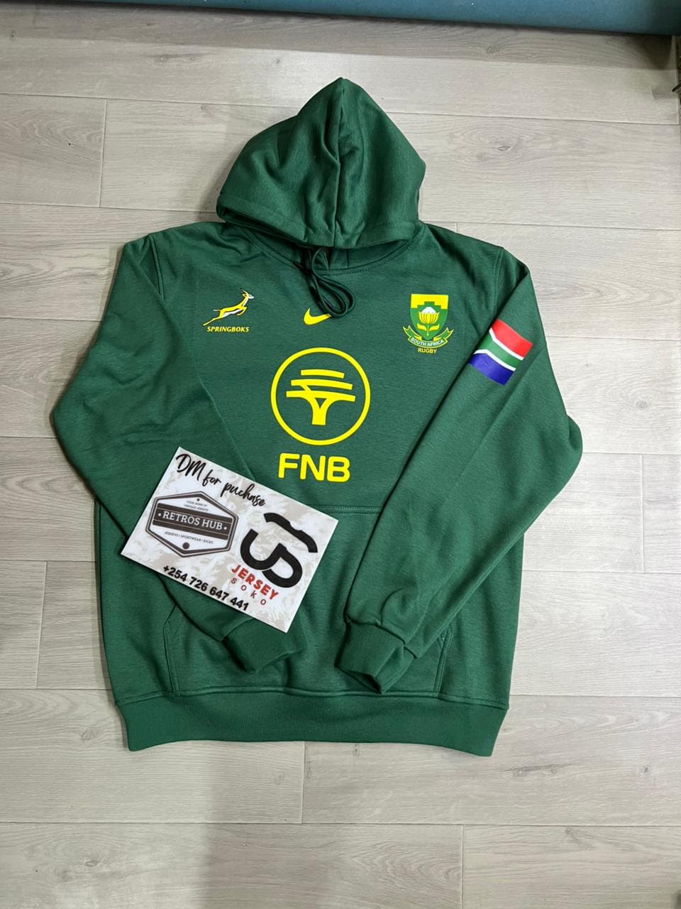 Official Springbok Rugby "Stronger Together" Pullover Hoodie - Bottle Green