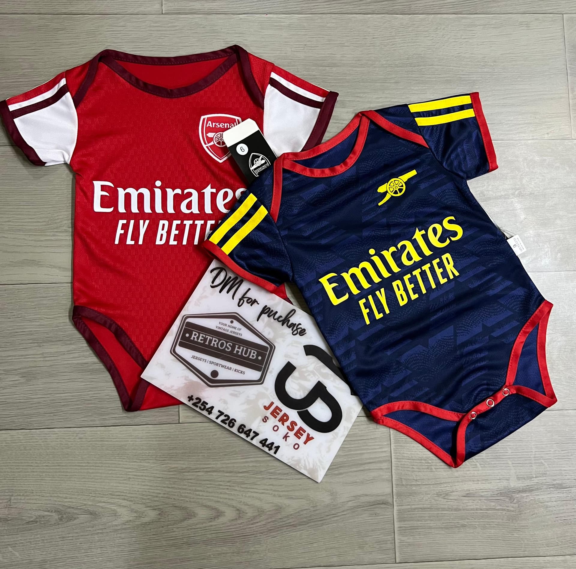 Arsenal FC Infant Baby Onesie / Bodysuit Set – Home & Navy Third (Copy)
